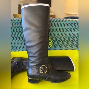Tory Burch Black Leather Knee-High Boots